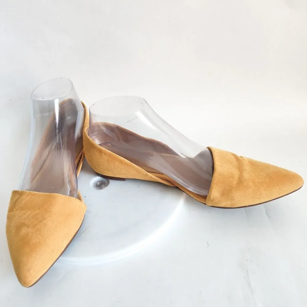 J. Crew‎ D'Orsay Shoes Flats Size 8 Zoe Pointed Toe Sueded Preppy Mustard Yellow